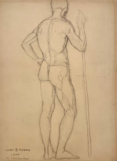 A Striking, 1920s American Modern Studio Figure Study, Young Male Nude Model