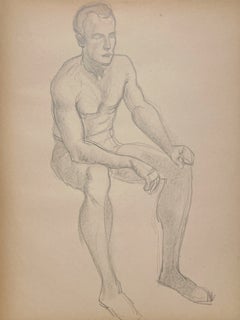 A Striking, 1920s American Modern Studio Figure Study, Young Male Nude Model