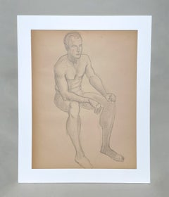 A Striking, 1920s American Modern Studio Figure Study, Young Male Nude Model