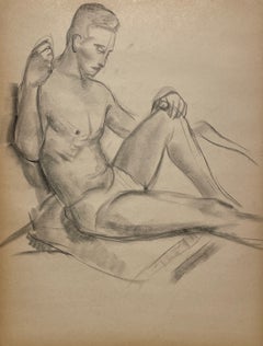 A Striking, 1920s American Modern Studio Figure Study, Young Male Nude Model