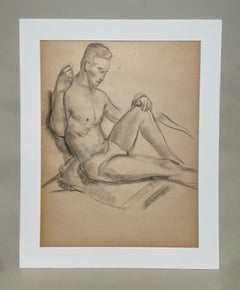 A Striking, 1920s American Modern Studio Figure Study, Young Male Nude Model