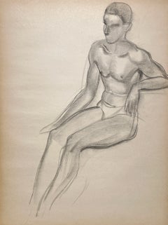 A Striking, 1920s American Modern Studio Figure Study, Young Male Nude Model