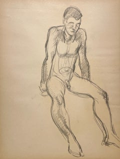 A Striking, 1920s American Modern Studio Figure Study, Young Male Nude Model