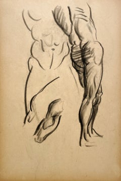 A Fine, Modern 1930s Academic Anatomical Figure Study Drawing, Male Nude Model