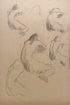 A Fine, Modern 1930s Academic Composite Figure Study, Seated Male Nude Models