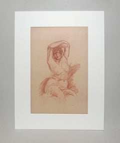 A Fine, 1930s Modern Art Deco Pastel Figure Study, Seated Female Nude Model