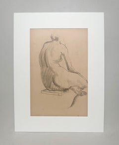 A Finely Drawn 1930s Modern Art Deco Figure Study, Seated Female Nude Model