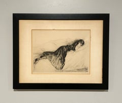 A Striking Belle Epoque Era Etching of a Reclining Young Woman, "Liegende Dame"