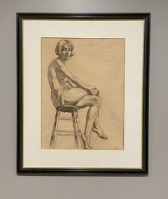 Un gran estudio de una figura femenina desnuda en estilo Art Déco de los años 20, obra de un famoso artista nativo americano