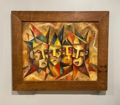 A Large, Cubist Mid-Century, Wisconsin Modern Abstract Painting ("Four Chiefs")