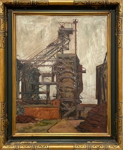 A Large, Striking 1920s American Modern Industrial Scene, Wisconsin Artist