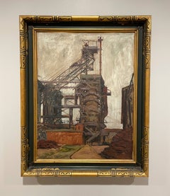 A Large, Striking 1920s American Modern Industrial Scene, Wisconsin Artist
