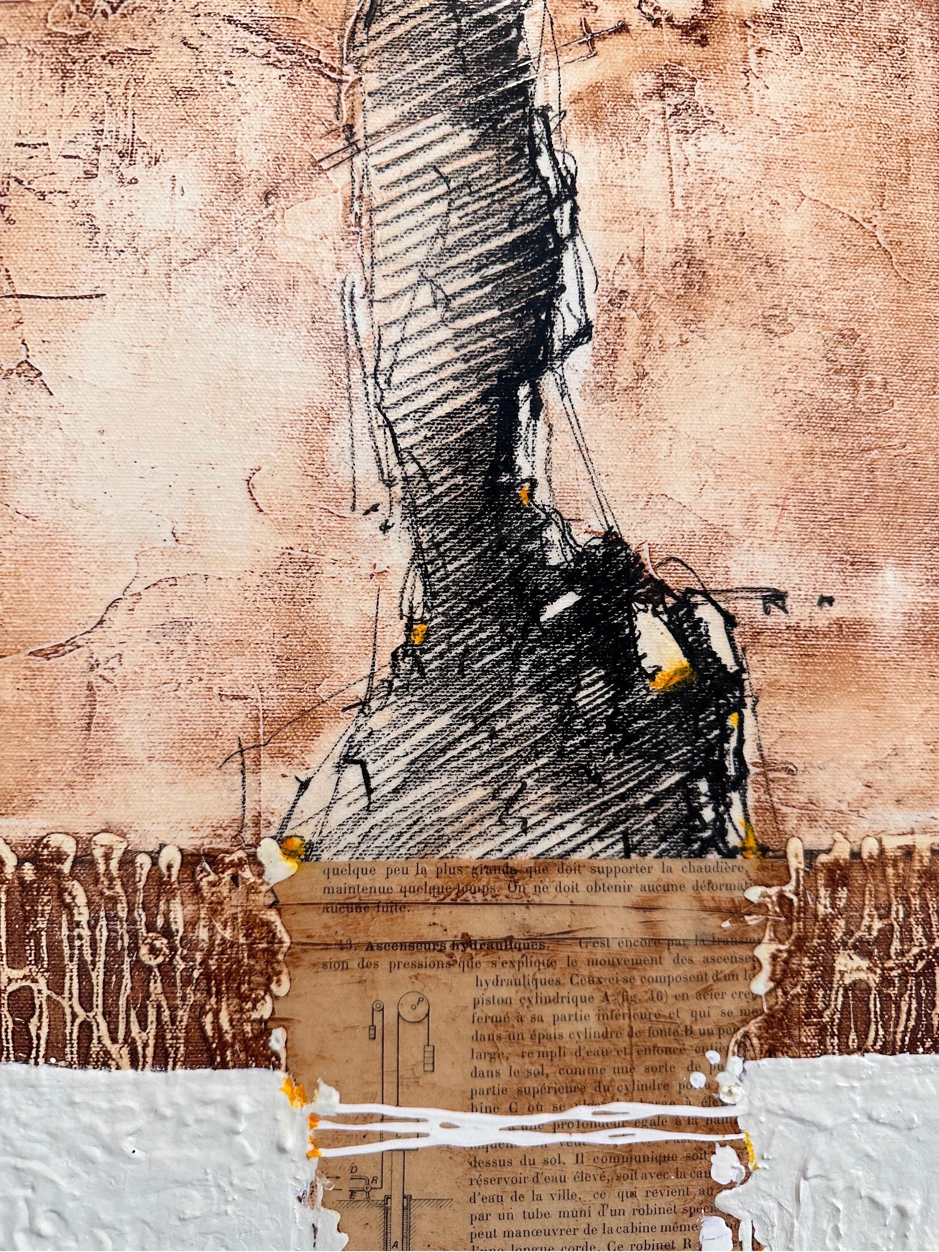 Un cuadro único de Svetlana Shalygina en blanco, morado y marrón. 
Incorpora sus características figuras abstractas sobre un vibrante fondo amarillo/gris, combinadas con una gama única de trazos expresionistas, texturas y texto. 

Disponemos de