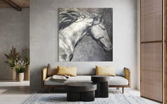 Confident, curieux et ludique (peinture originale de cheval à grande échelle)