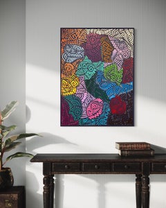 Tourbillons de couleurs contemporains, peinture abstraite unique inspirée de Keith Haring