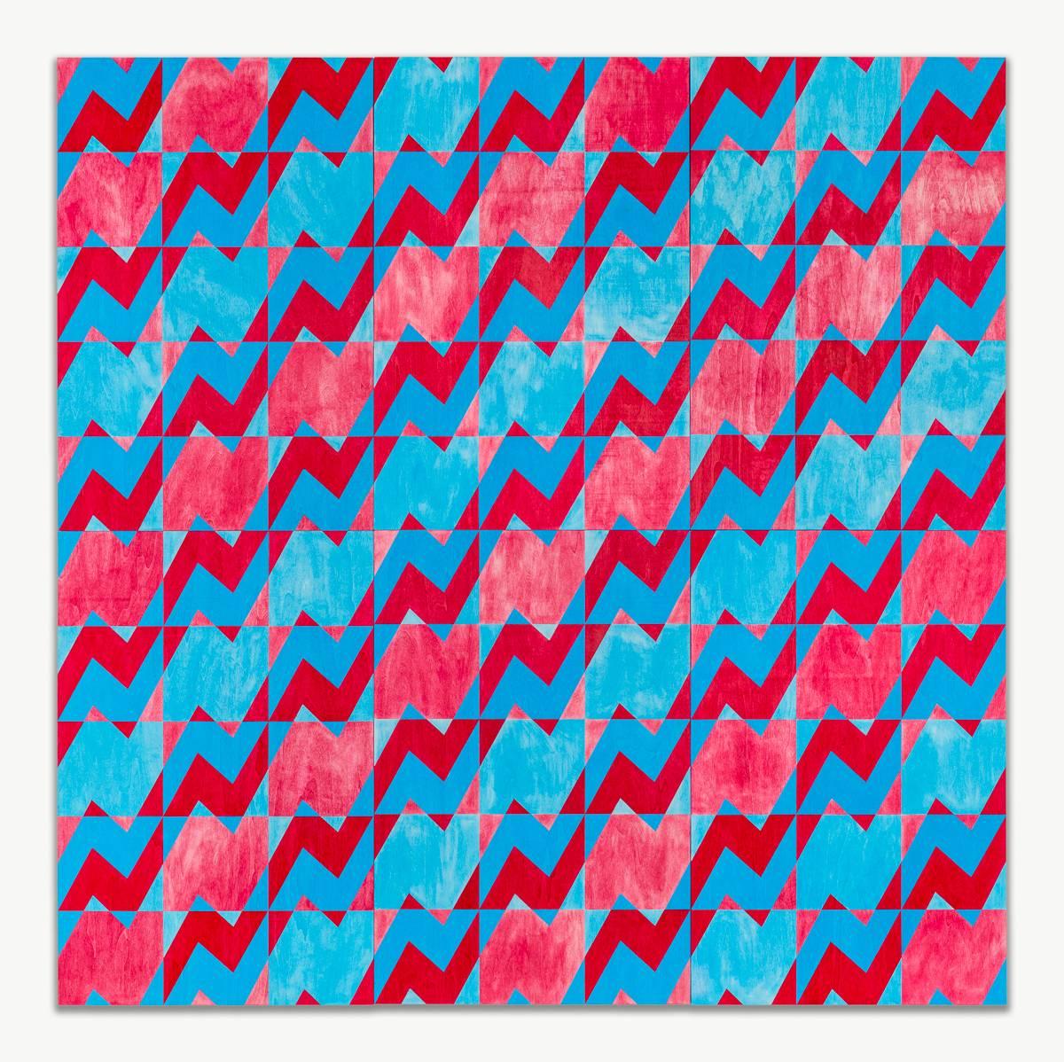 Dominic Beattie Abstract Painting - untitled (crimson/cyan)