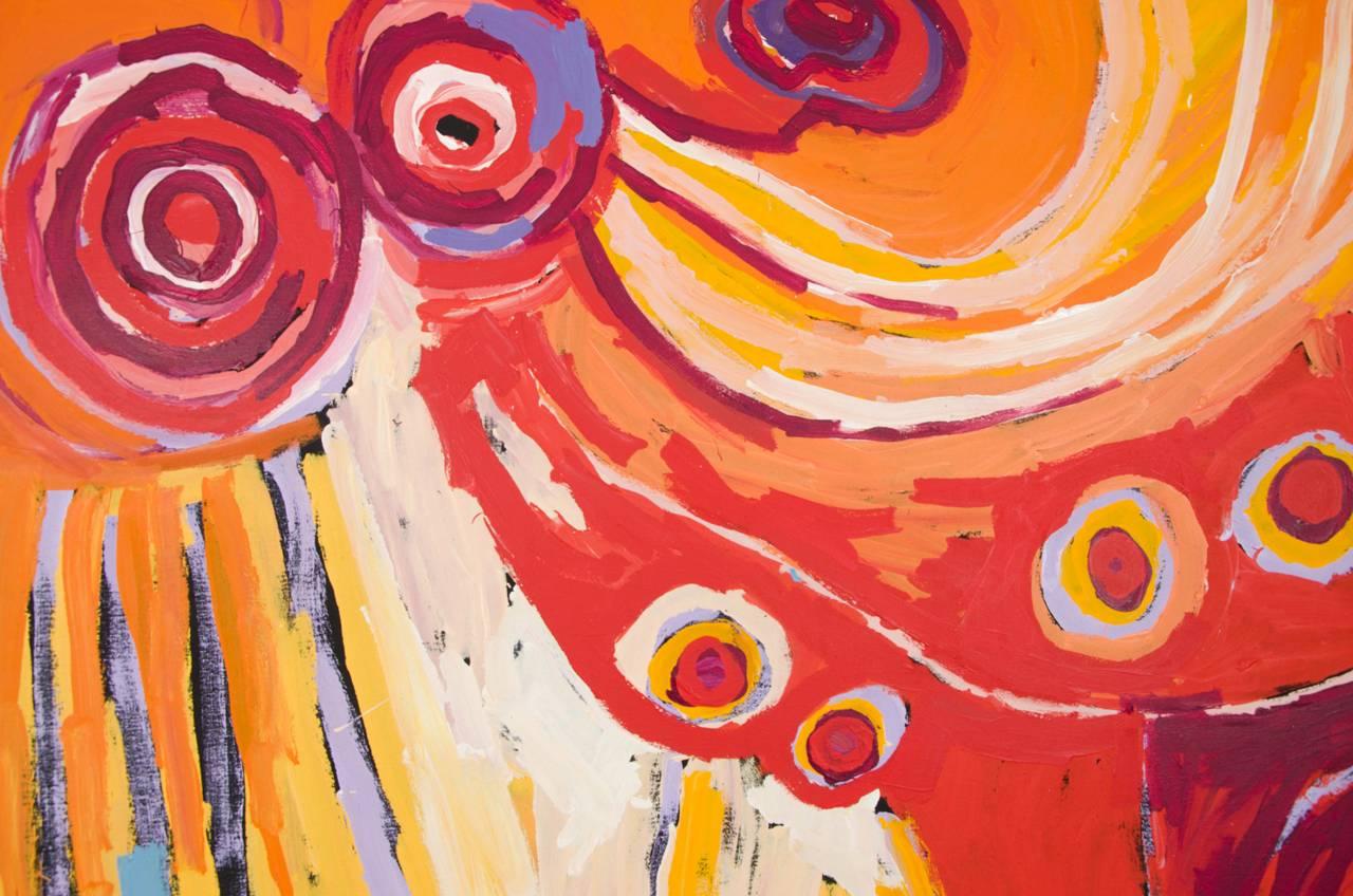 Untitled - Red Abstract Painting by Barbara Moore