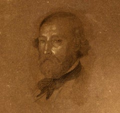 Signed Portrait of Gustaf Wilhelm Palm, Pencil and Pastel Drawing