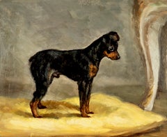 Miniature Pinscher Portrait, Oil on panel, Early 20th Century
