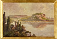 Lake Garda towards Monte Baldo, Italy, Signed Oil on Canvas, C. 1900