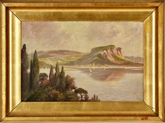 Lake Garda towards Monte Baldo, Italy, Signed Oil on Canvas, C. 1900
