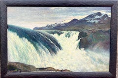 Swedish Waterfall, Stora Sjöfallet , Signed Oil on Canvas, 1921