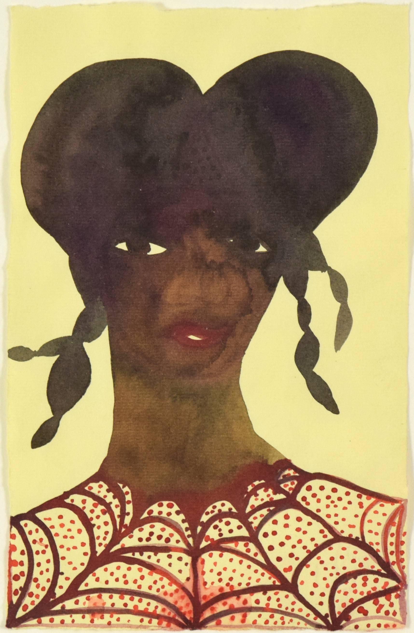Chris Ofili Portrait Painting - Untitled, Red Dots, 1997 
