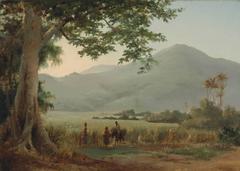 Personnages Discutant au Bord d'un Chemin