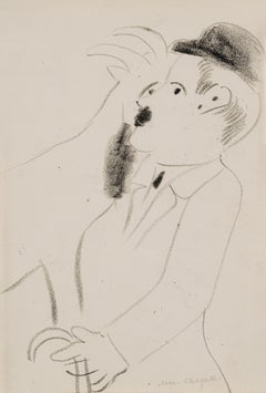 L'homme au chapeau melon by Marc Chagall, Modern art, folklore, work on paper