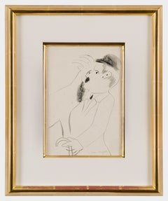 L'homme au chapeau melon by Marc Chagall, Modern art, folklore, work on paper