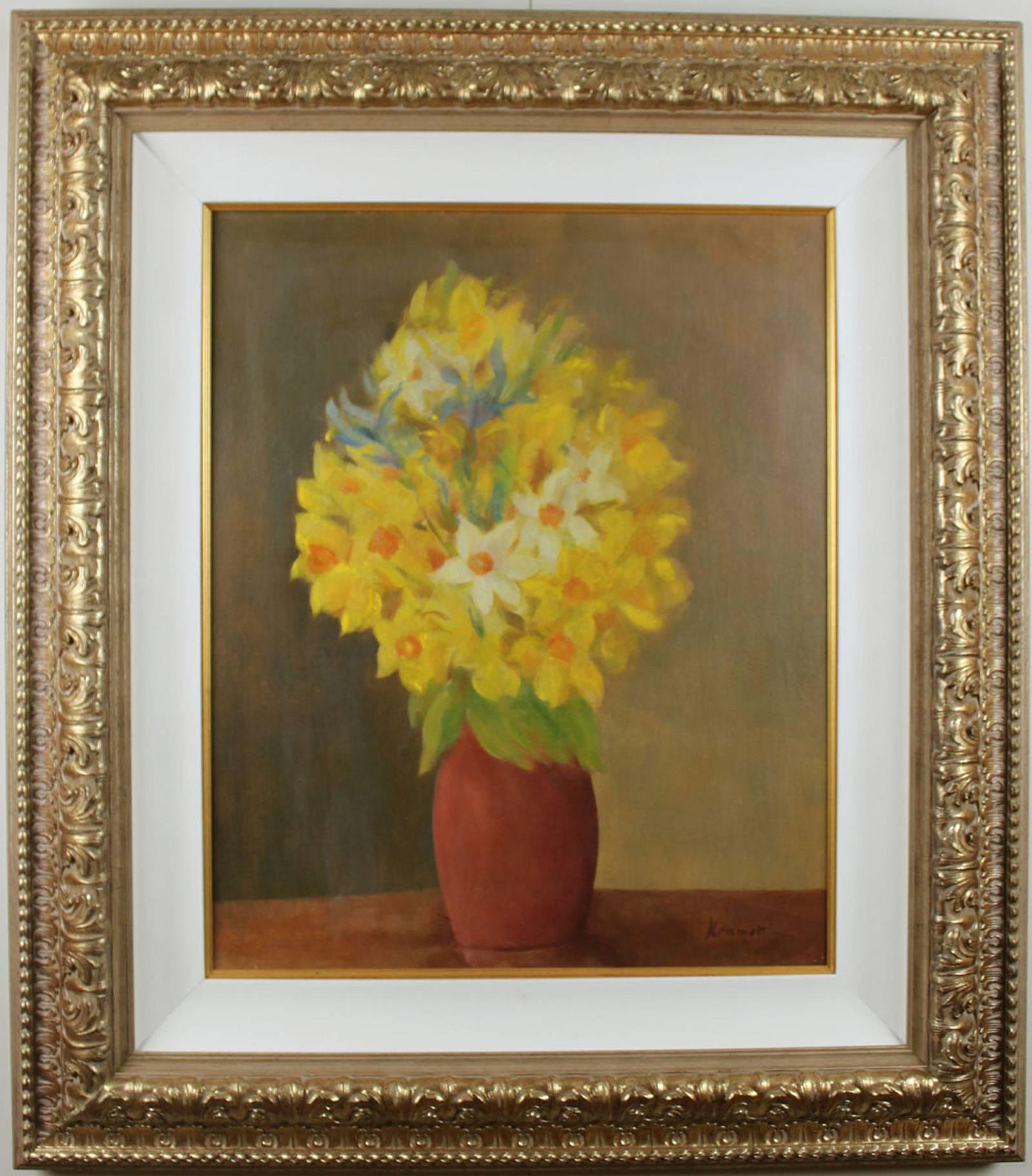 Vase of Flowers - Painting by JACOB KRAMER