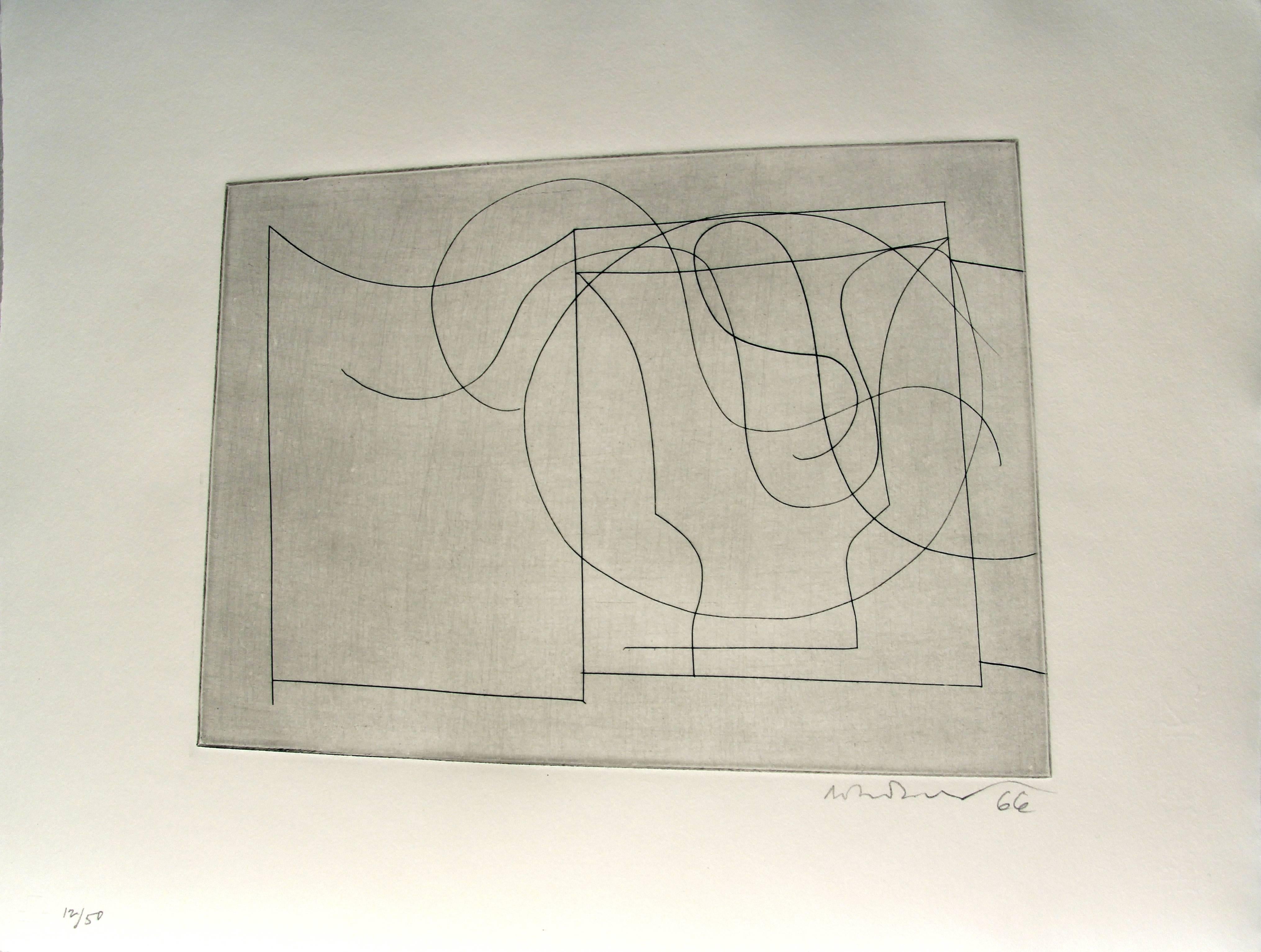 Ben Nicholson Abstract Print - Flowing forms