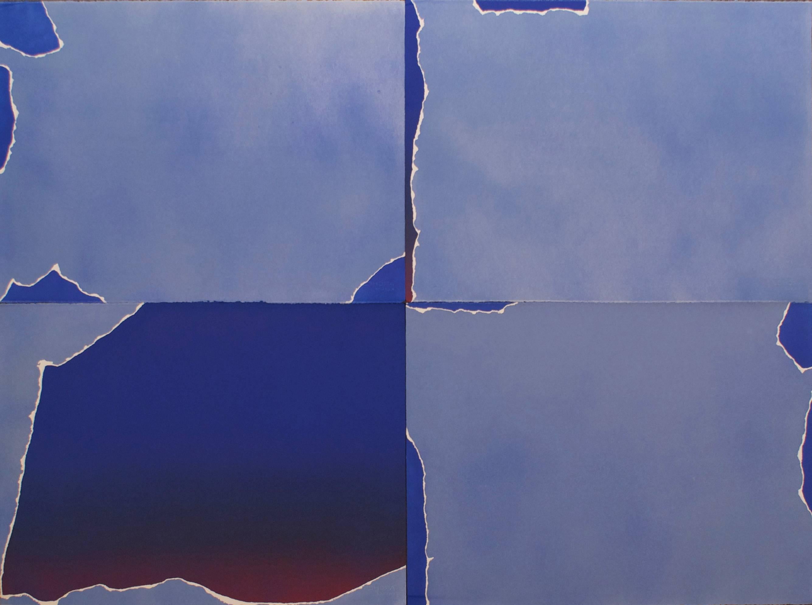 Joe Goode Abstract Print – Vierteilige zerrissene Wolke
