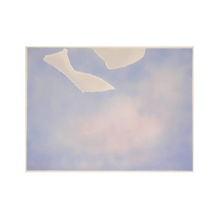 Joe Goode Abstract Print - Untitled (White paper clouds)