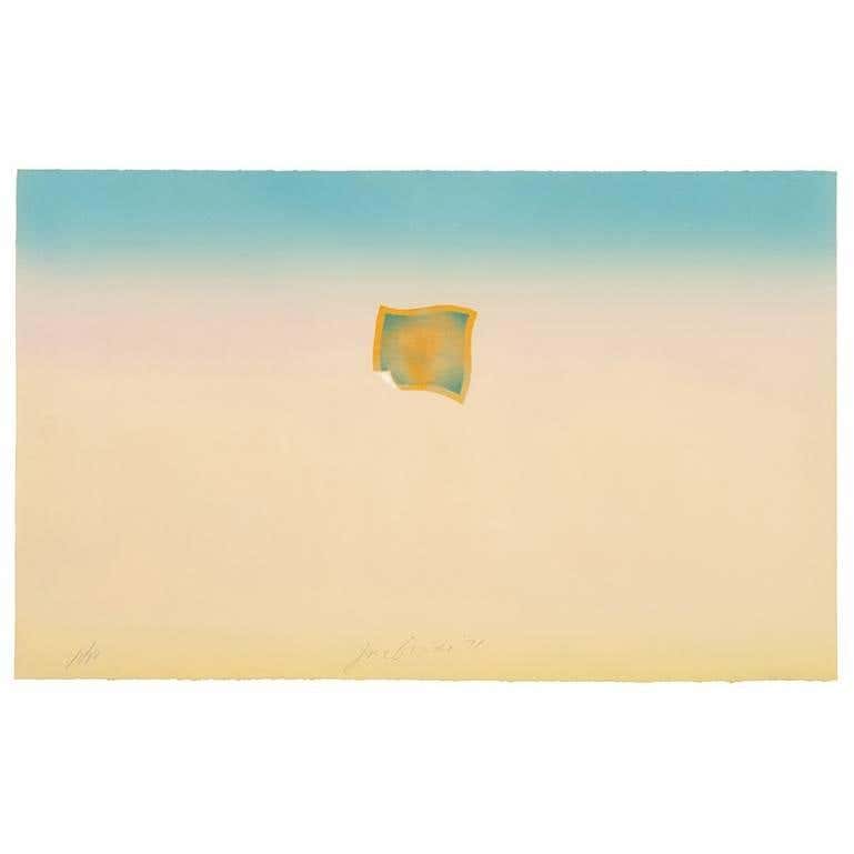 Untitled (Small orange photo on peach and blue background)