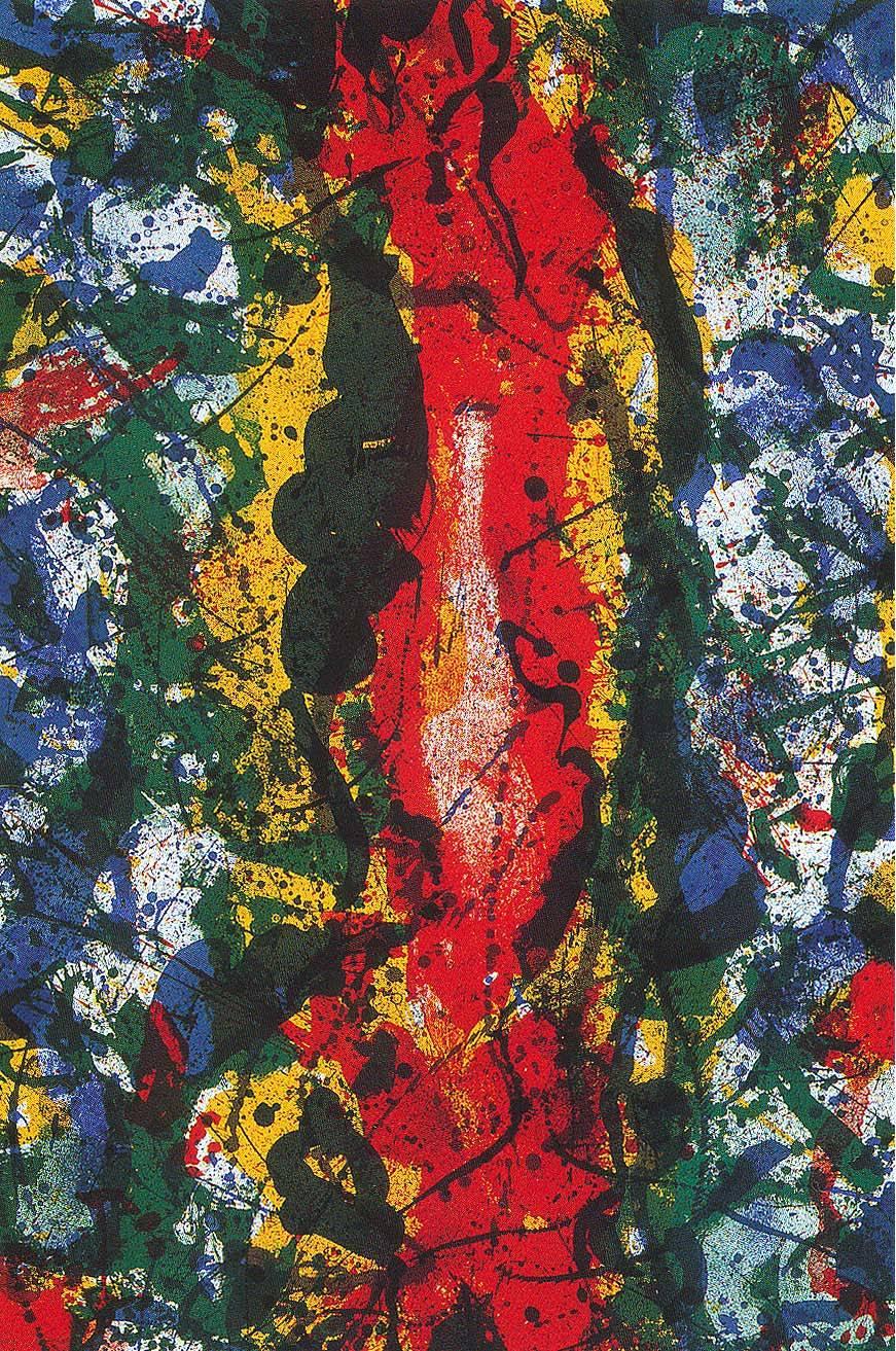 Sam Francis Abstract Print – Untitled (roter Rand in der Mitte)