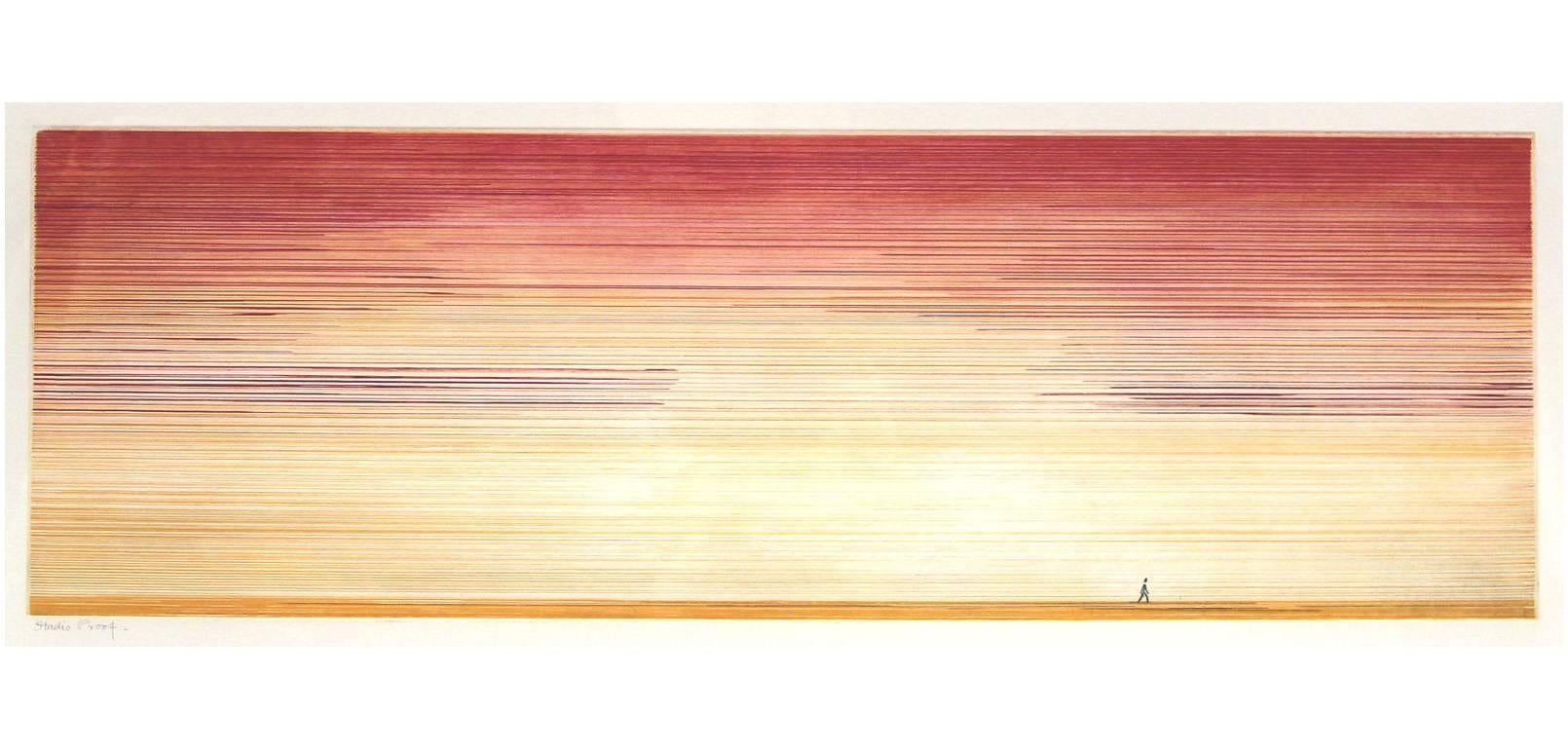 Abstract Print Ed Ruscha - Man Walking Away From It All (Un homme qui se déplace de tout)