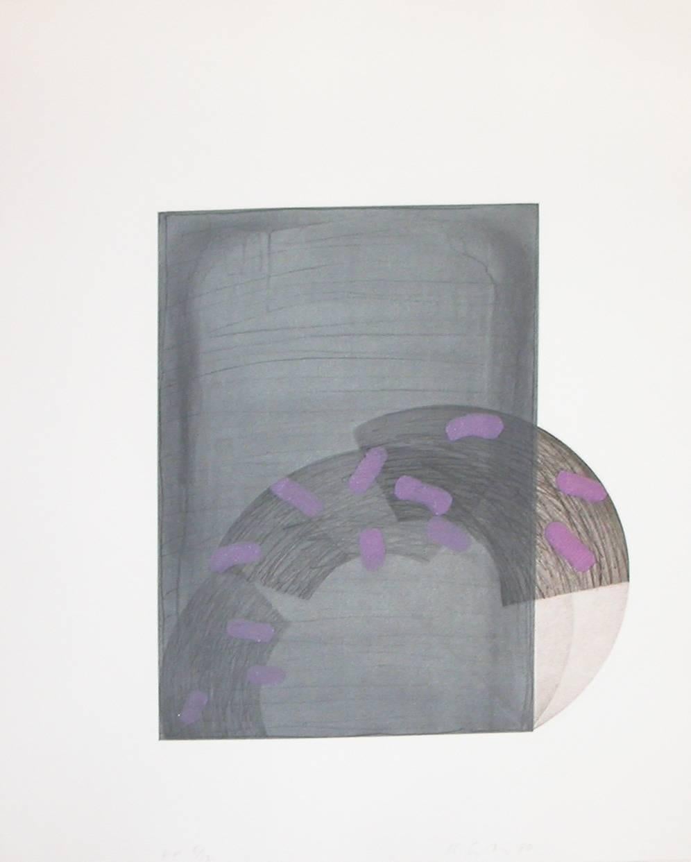 Richard Smith Abstract Print - Drawing Boards I (grey / purple)