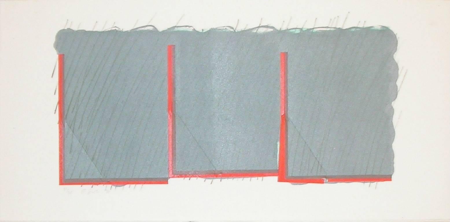 Richard Smith Abstract Print - Horizon II (Grey and Orange)