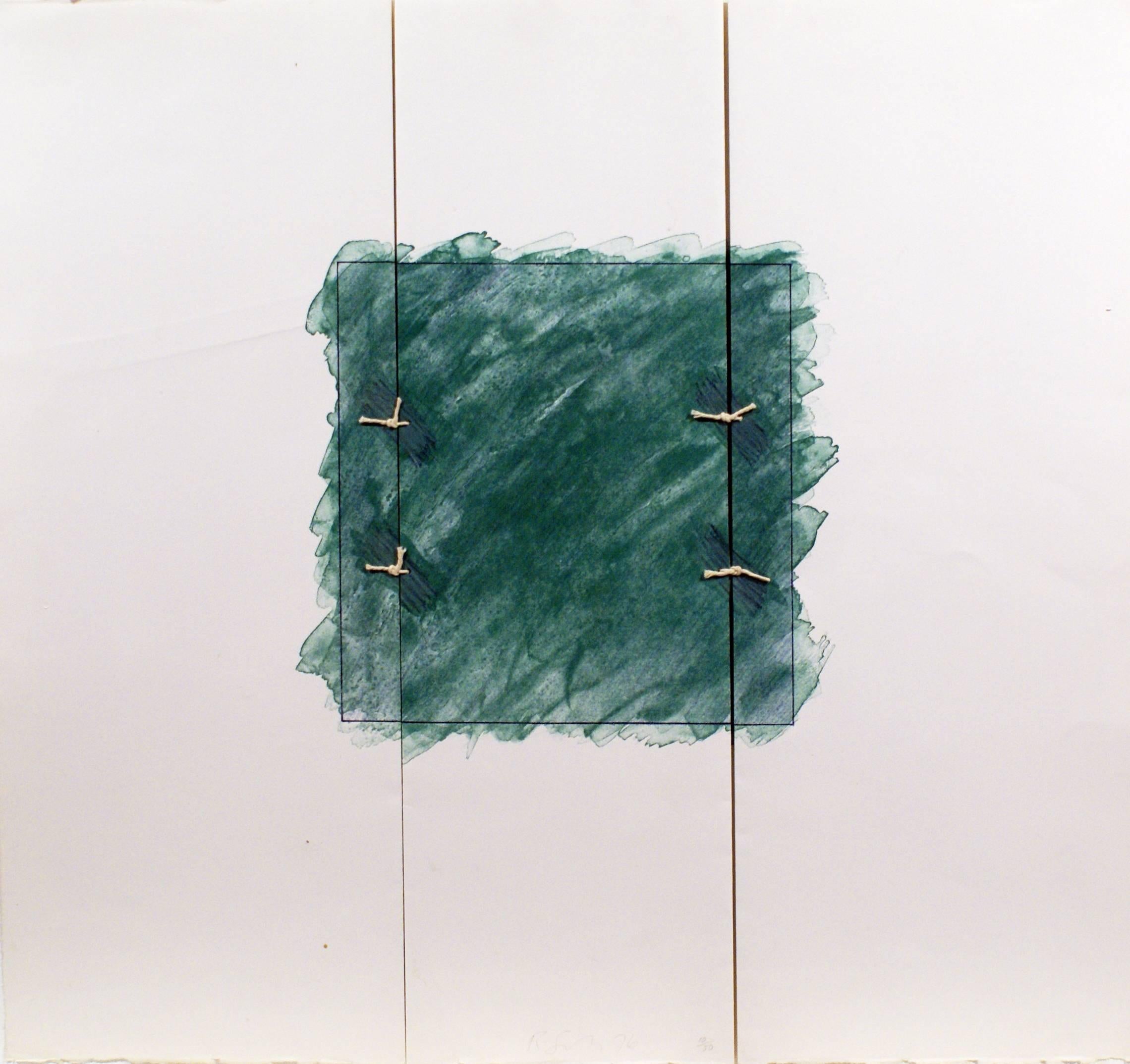 Richard Smith Abstract Print - Garden City (green tied square)