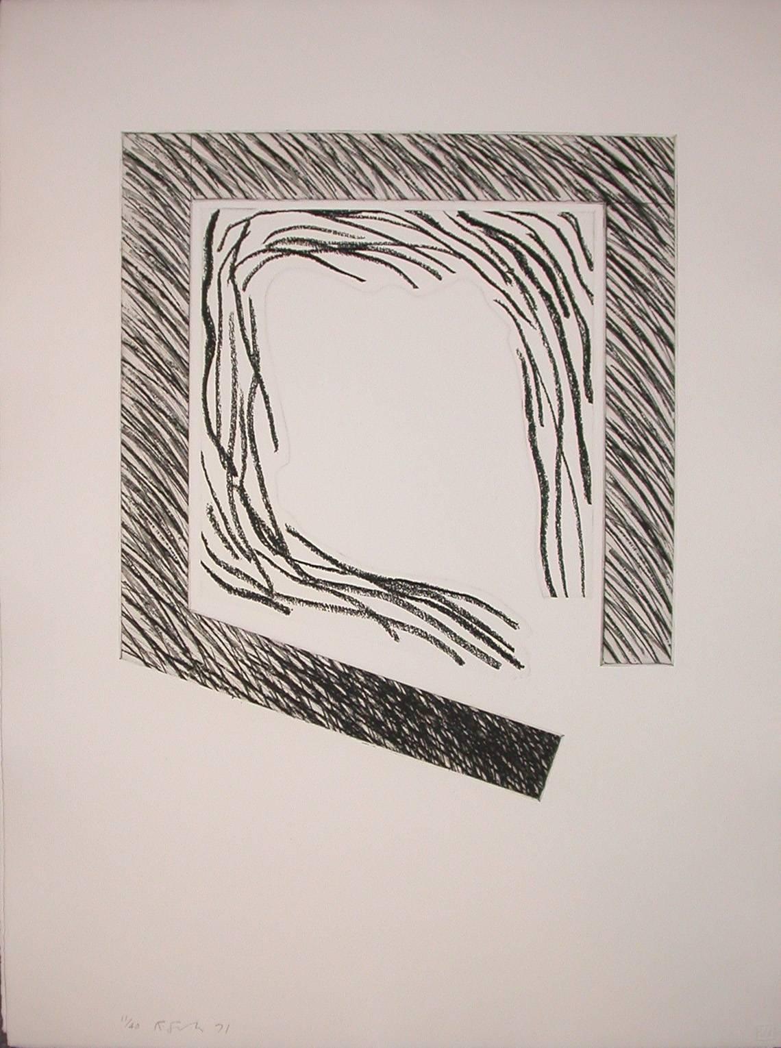 Richard Smith Print - Proscenium I (square border around loose lines)