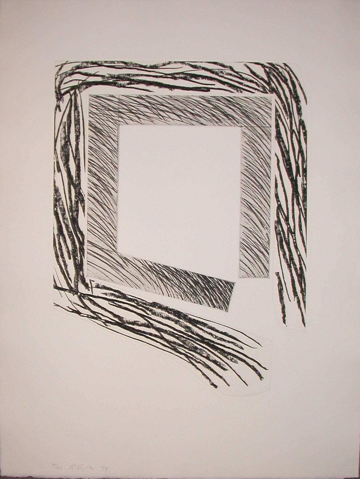 Richard Smith Print - Proscenium II (loose lines around square centre)