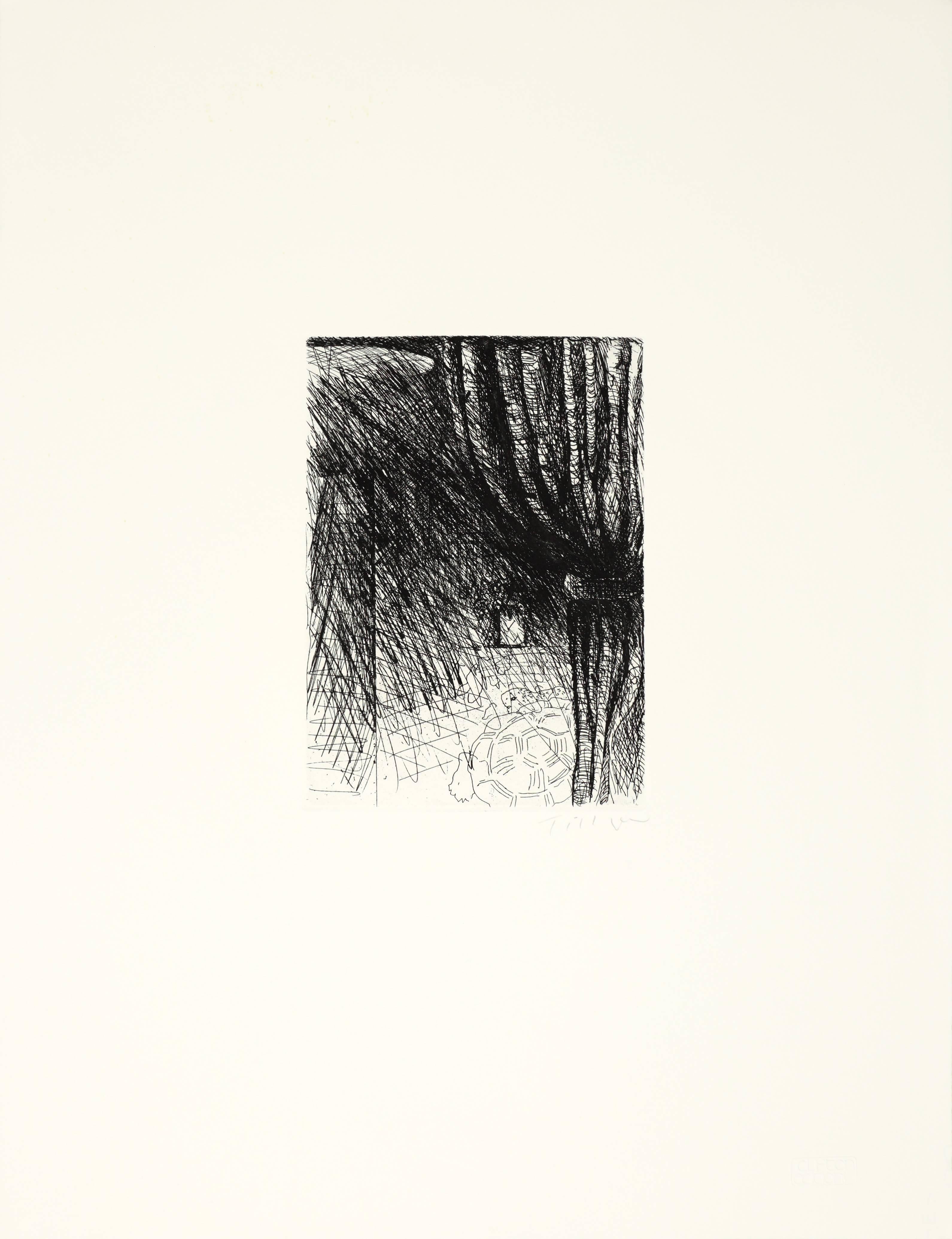 Figurative Print William Tillyer - Intérieur de Fontenay aux Roses avec grande tortue