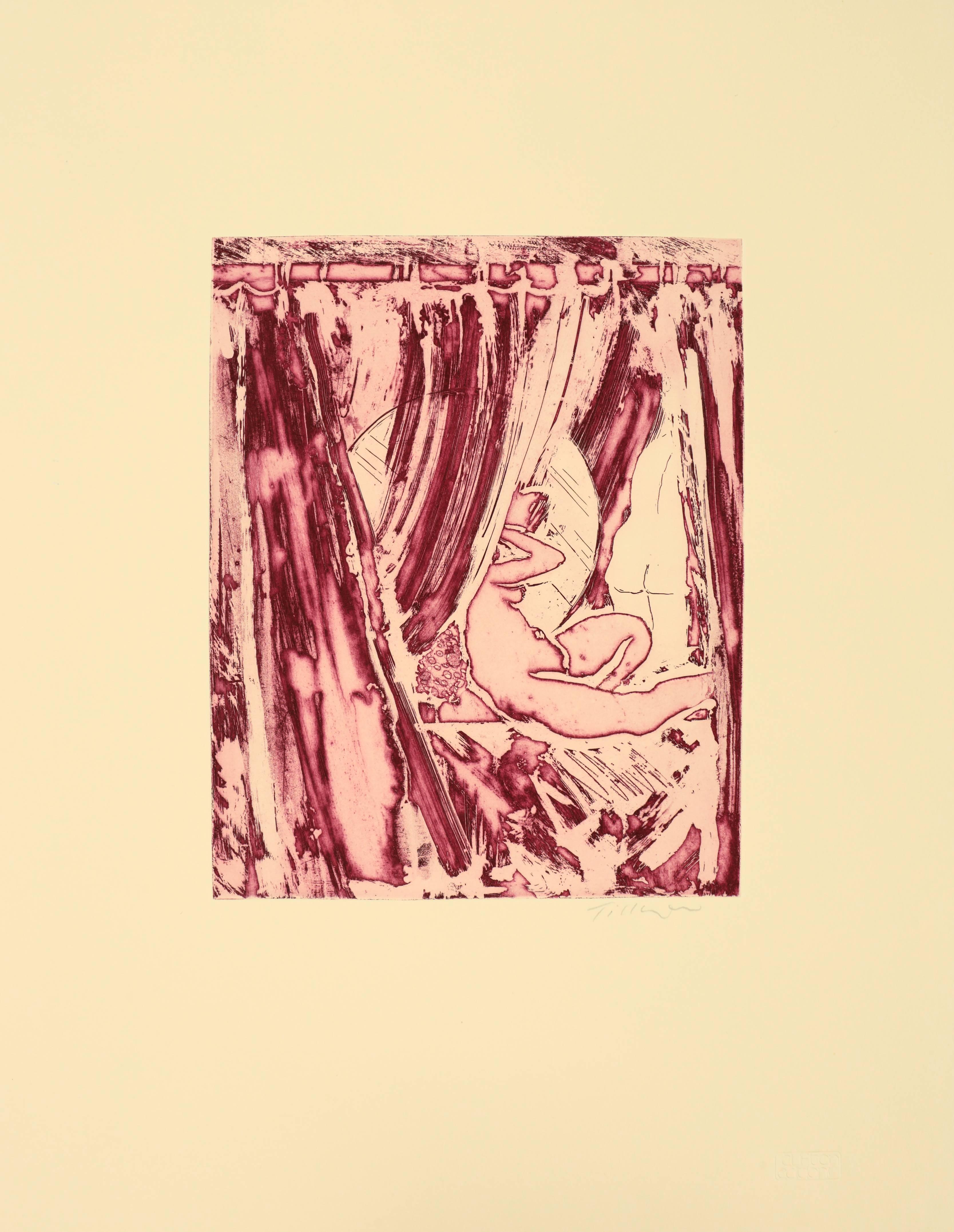 William Tillyer Abstract Print – Crimson-Schliffe