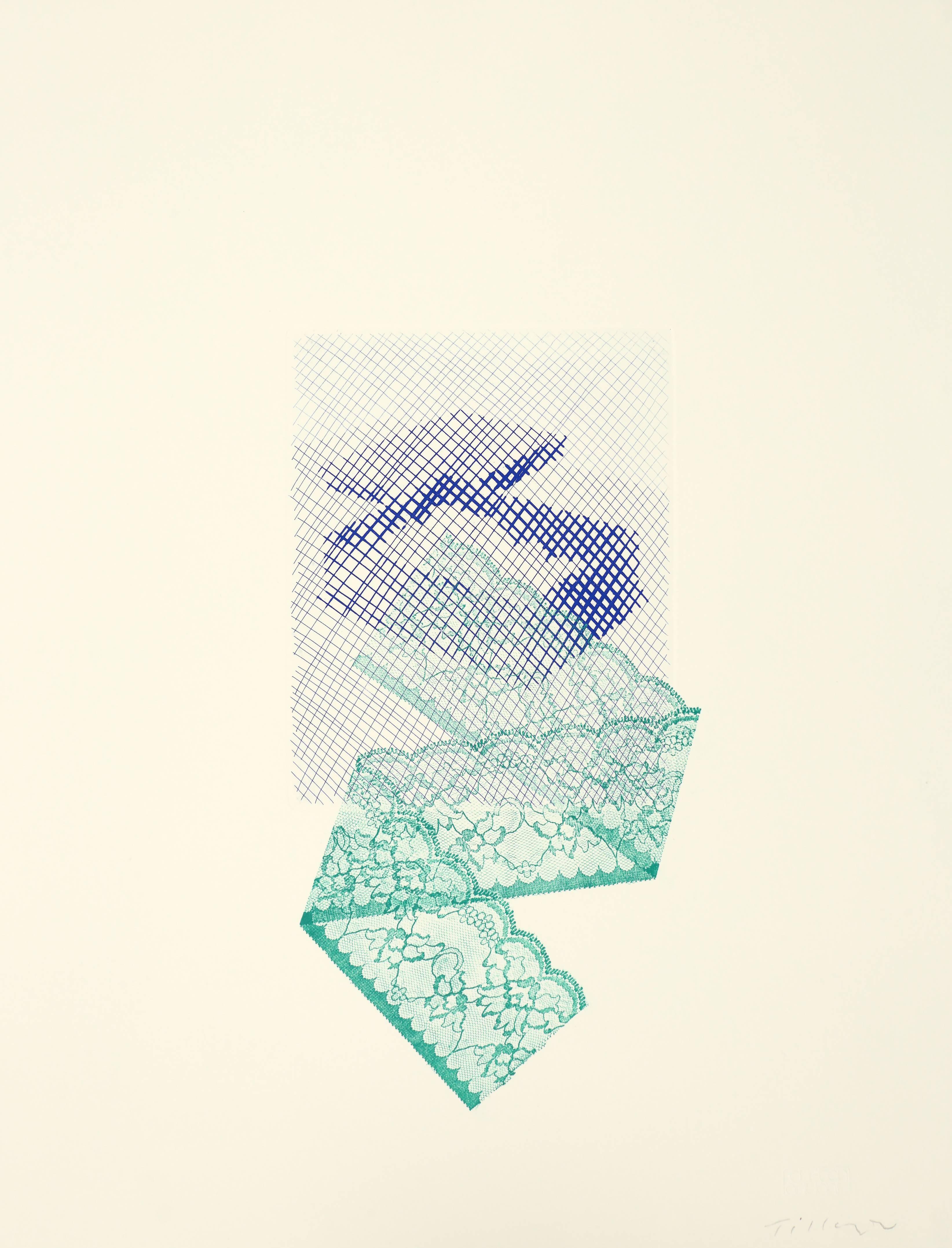 William Tillyer Abstract Print – Schachtel aus grünem Porzellan mit Schnouda
