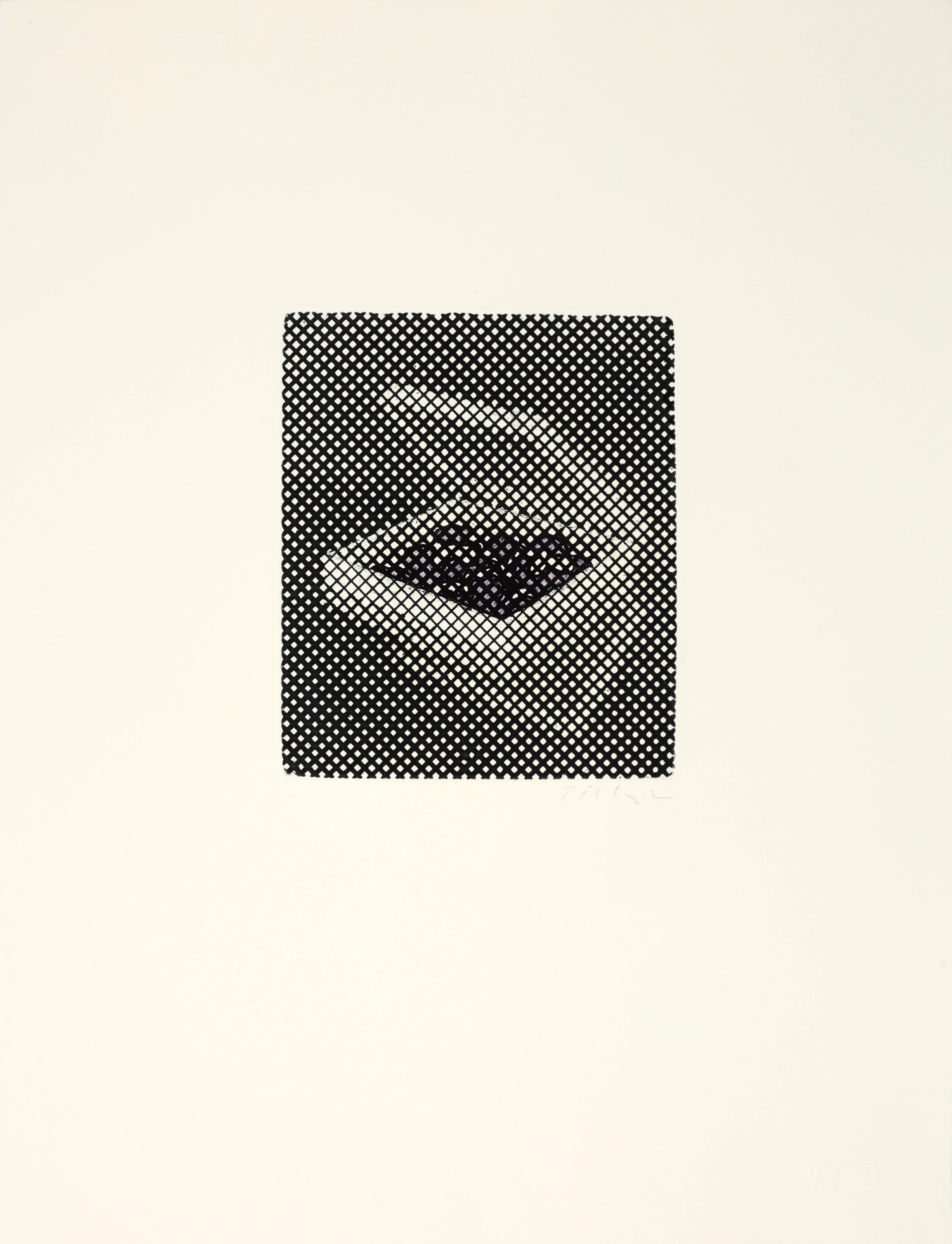 William Tillyer Abstract Print – "Diese Schachtel war voller lila Bonbons, Perlen der Pyreneen"