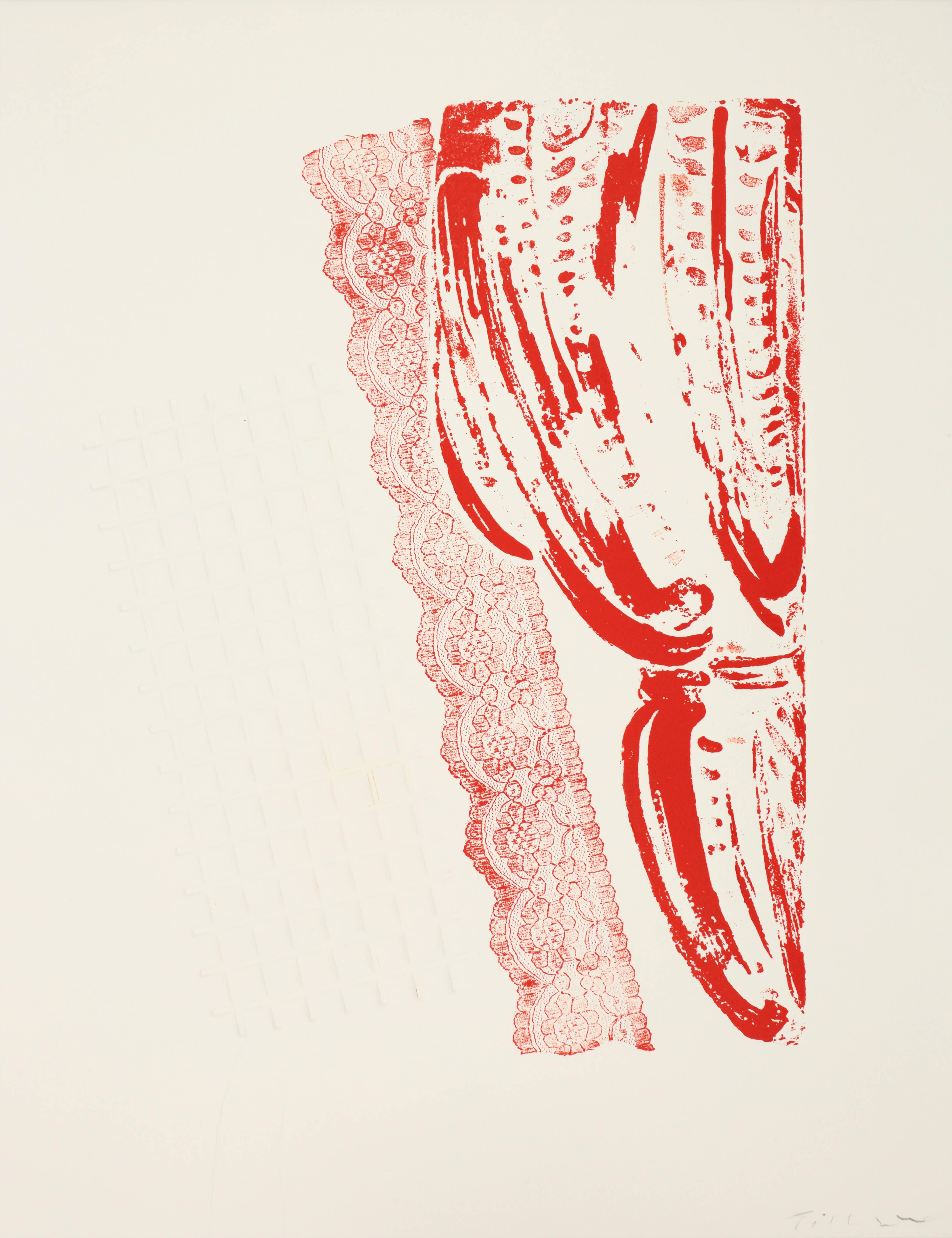 Abstract Print William Tillyer - Intérieur de Fontenay aux Roses - Le rideau rouge