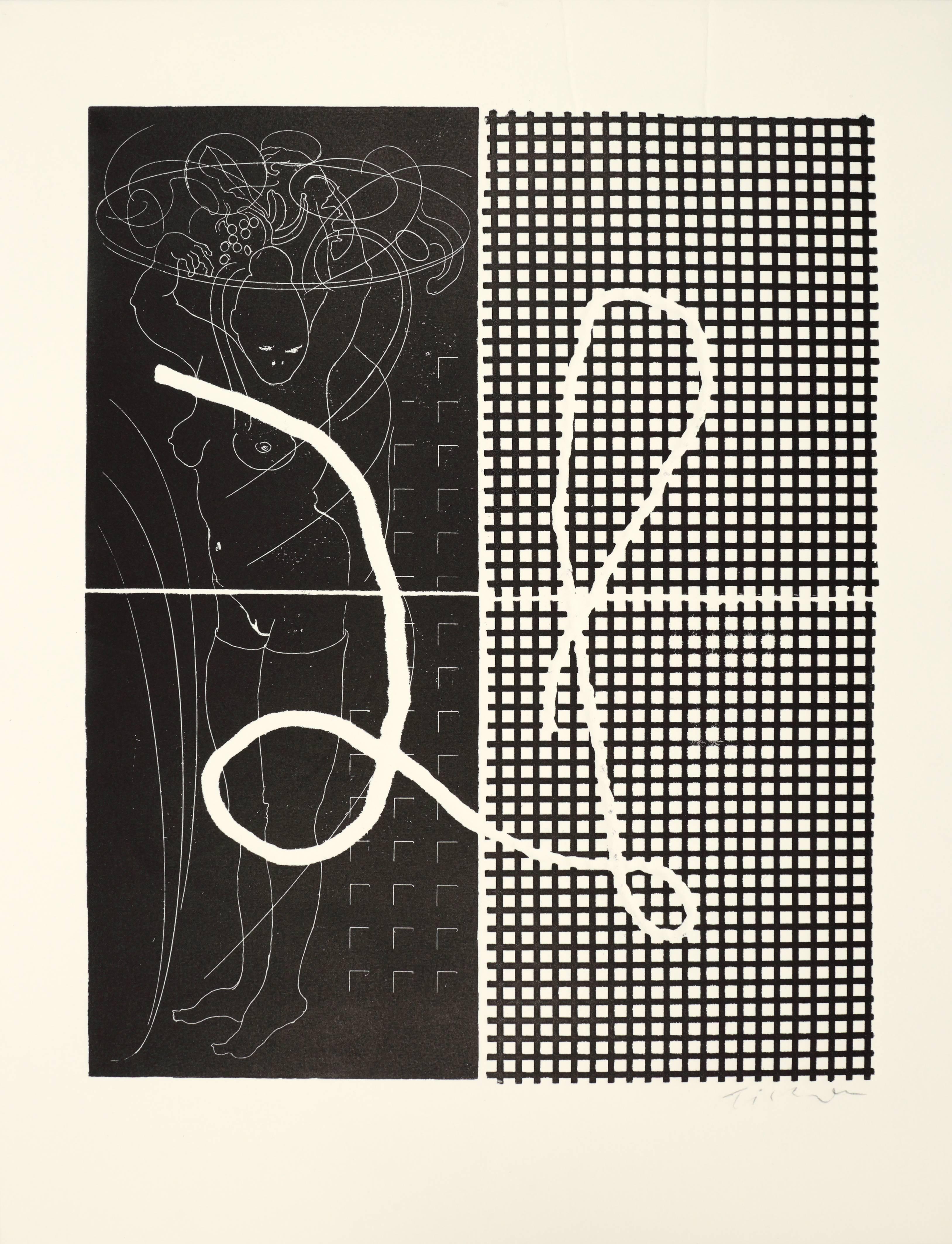 Abstract Print di William Tillyer - Gli ospiti venivano serviti da negre nude".