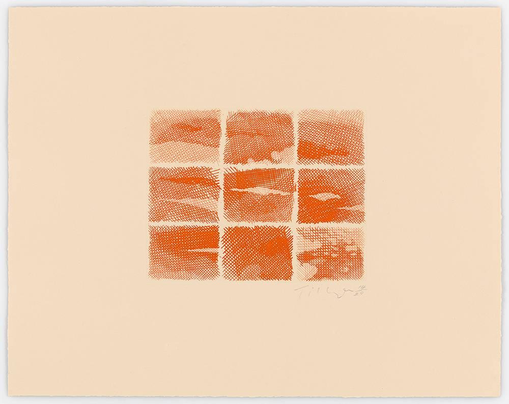 William Tillyer Print - The Flatford Chart Etchings 2. Sunset Orange