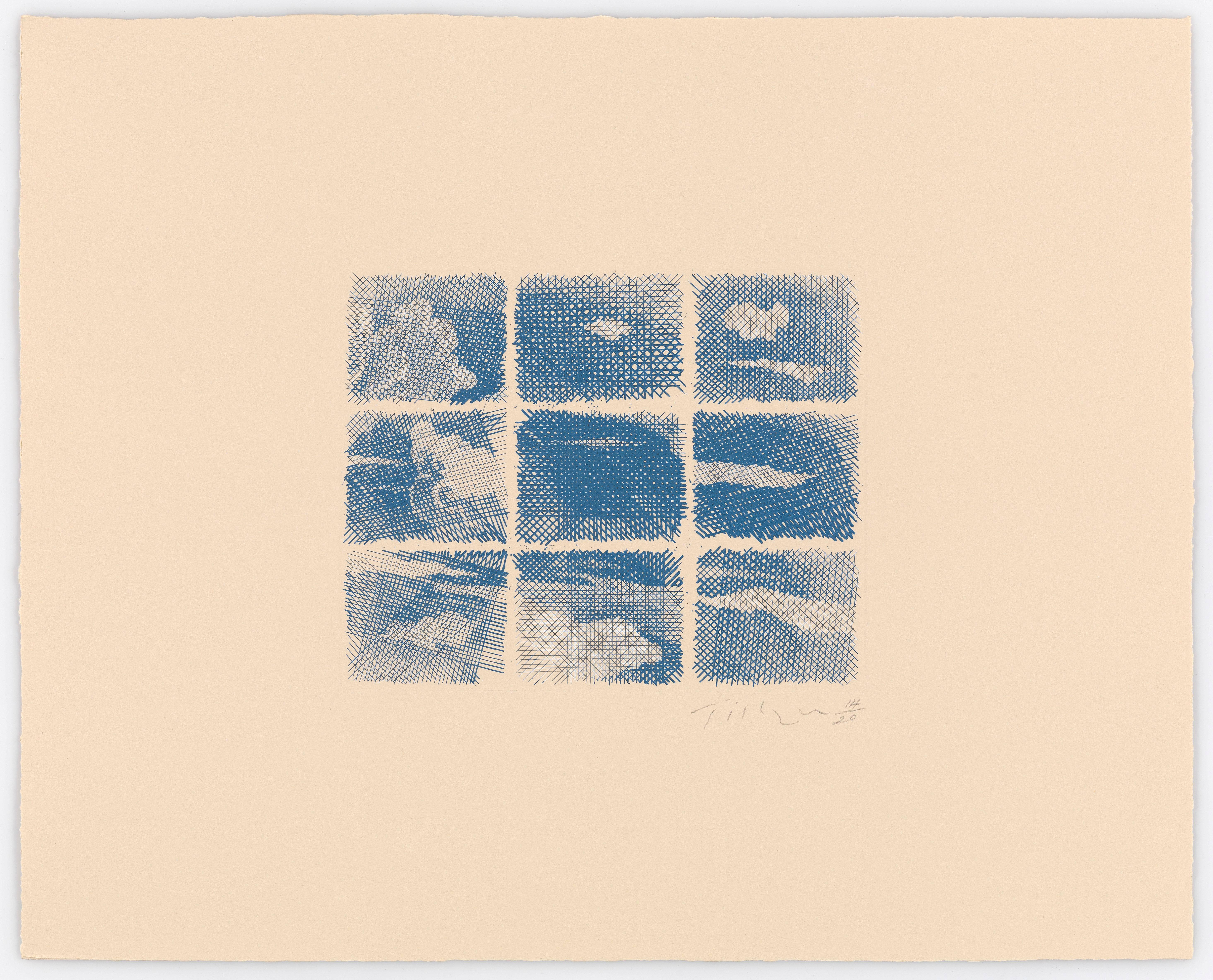 William Tillyer Abstract Print - The Flatford Chart Etchings 4. Summer Blue